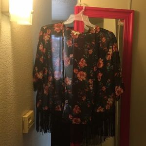 Black fringed kimono
